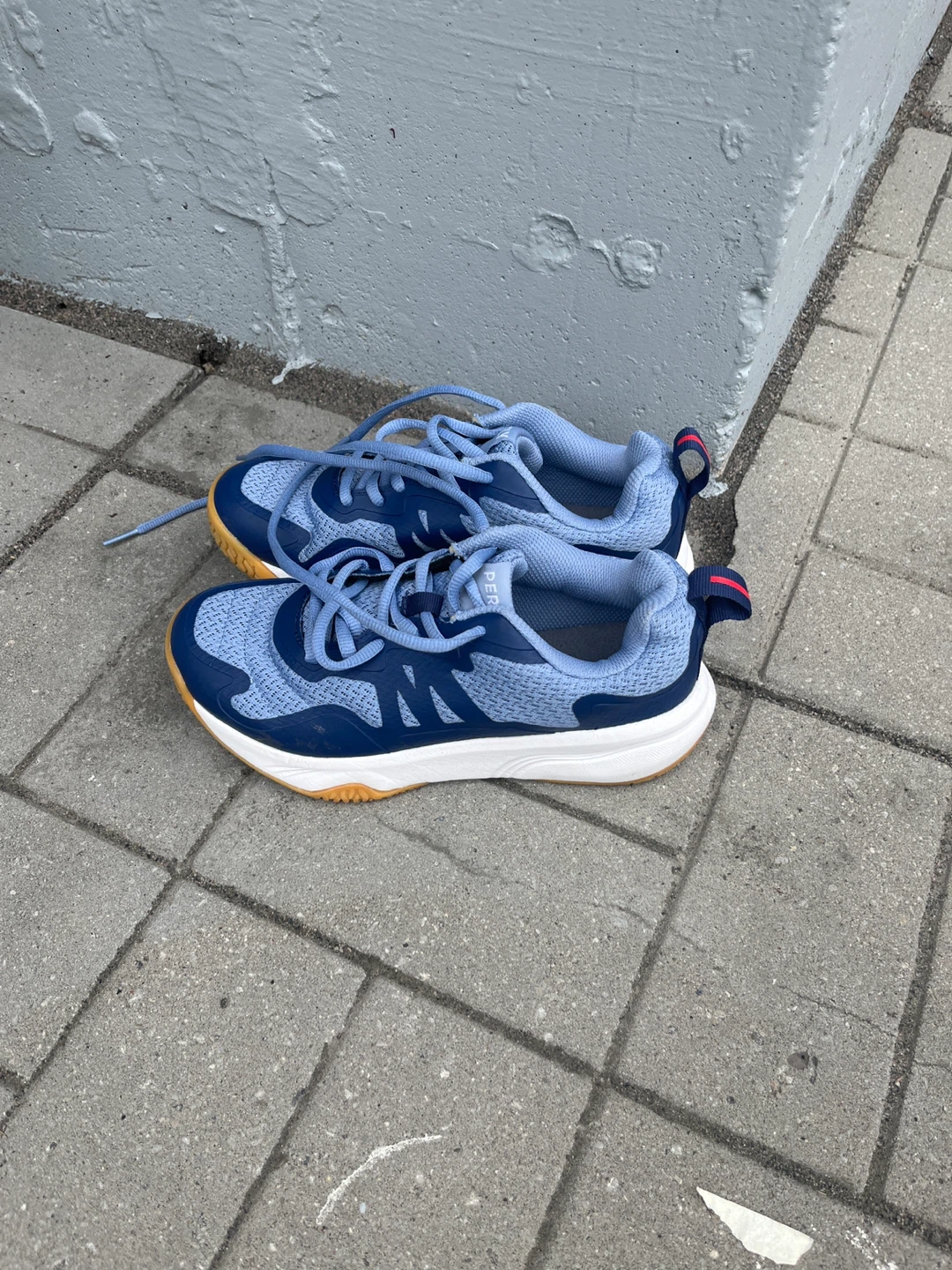 Blue athletic shoes Indoor