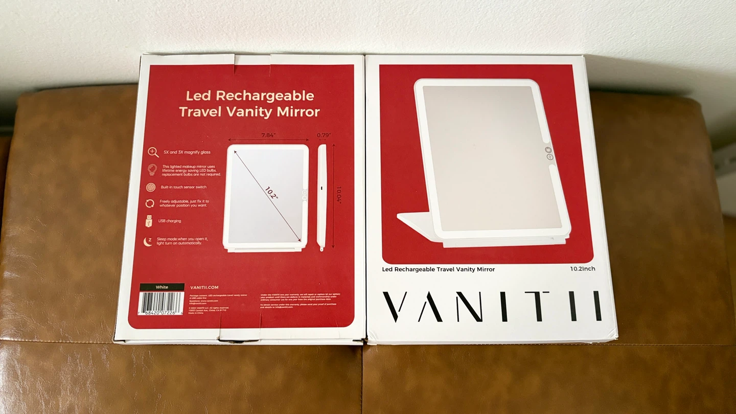 VANITI LED Rechargeable Travel Vanity Mirror 10.2 inch White