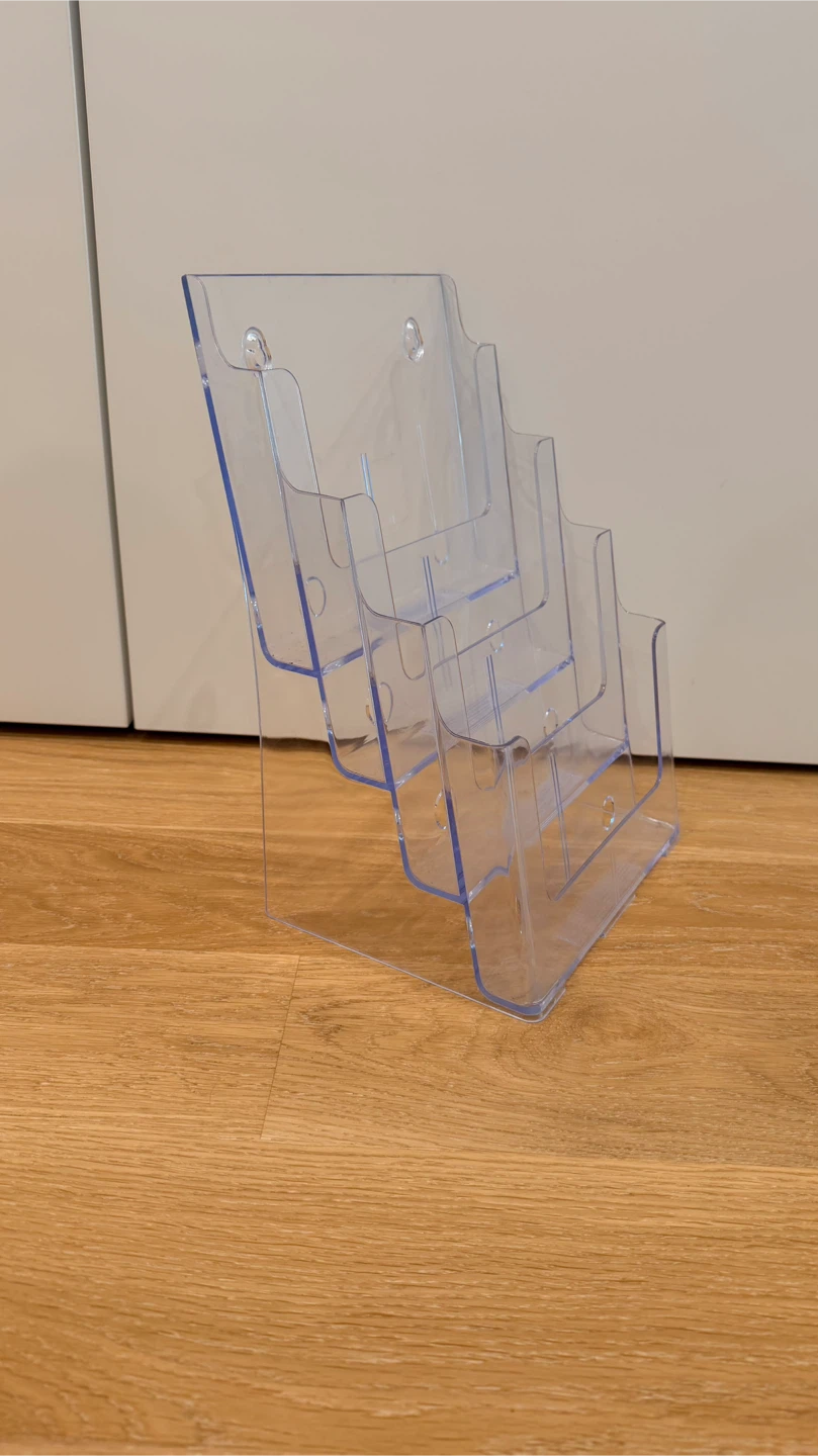Clear Acrylic Brochure Holder - 4 Pocket Tiered Display - photo 2