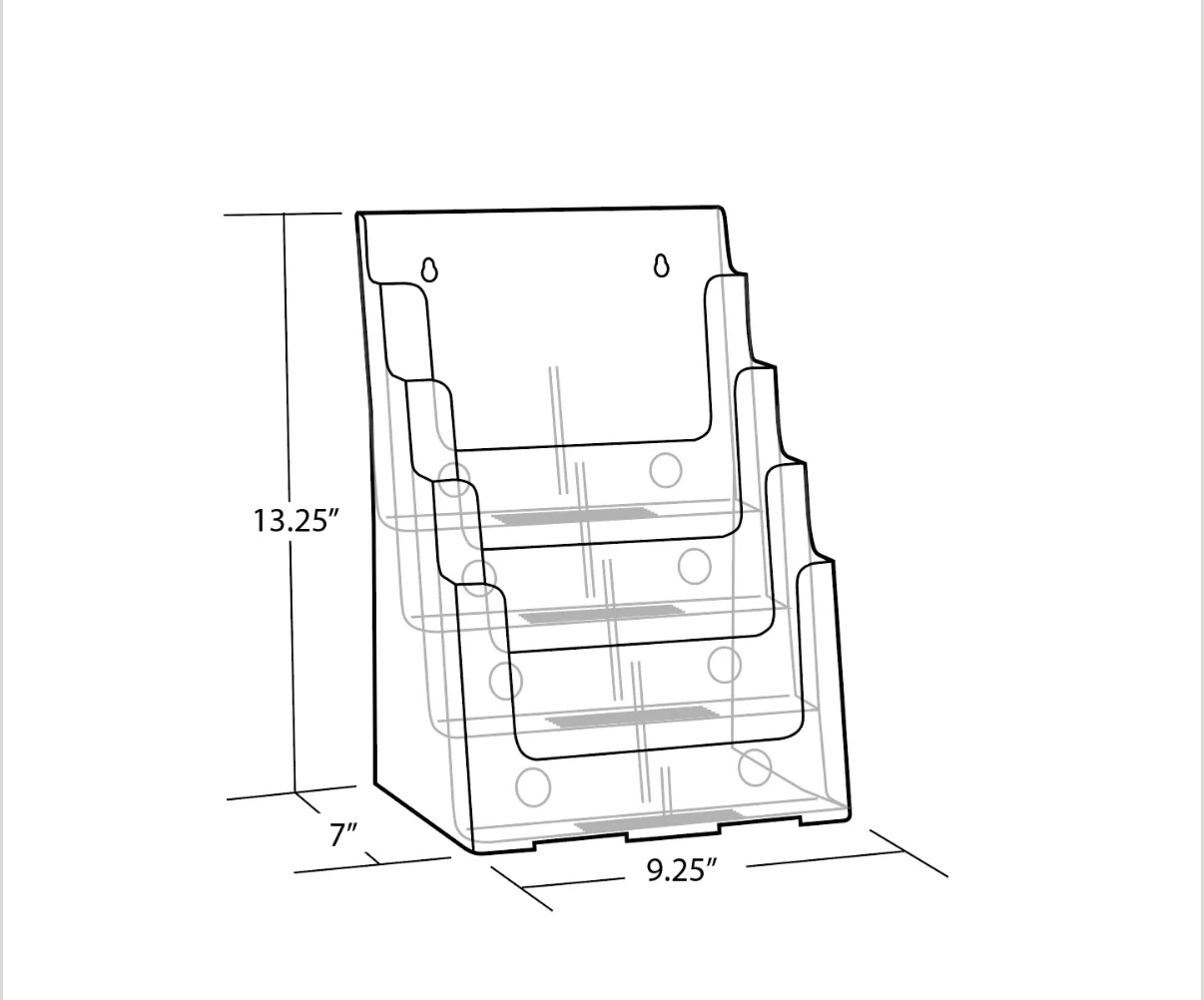 Clear Acrylic Brochure Holder - 4 Pocket Tiered Display - photo 3