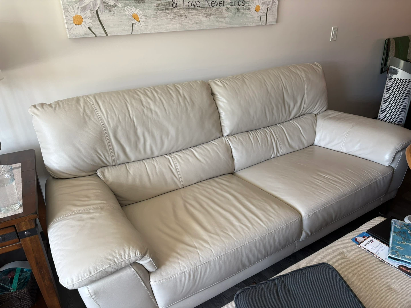 Leons Toscana Leather Sofa and Chair Set - White - photo 2