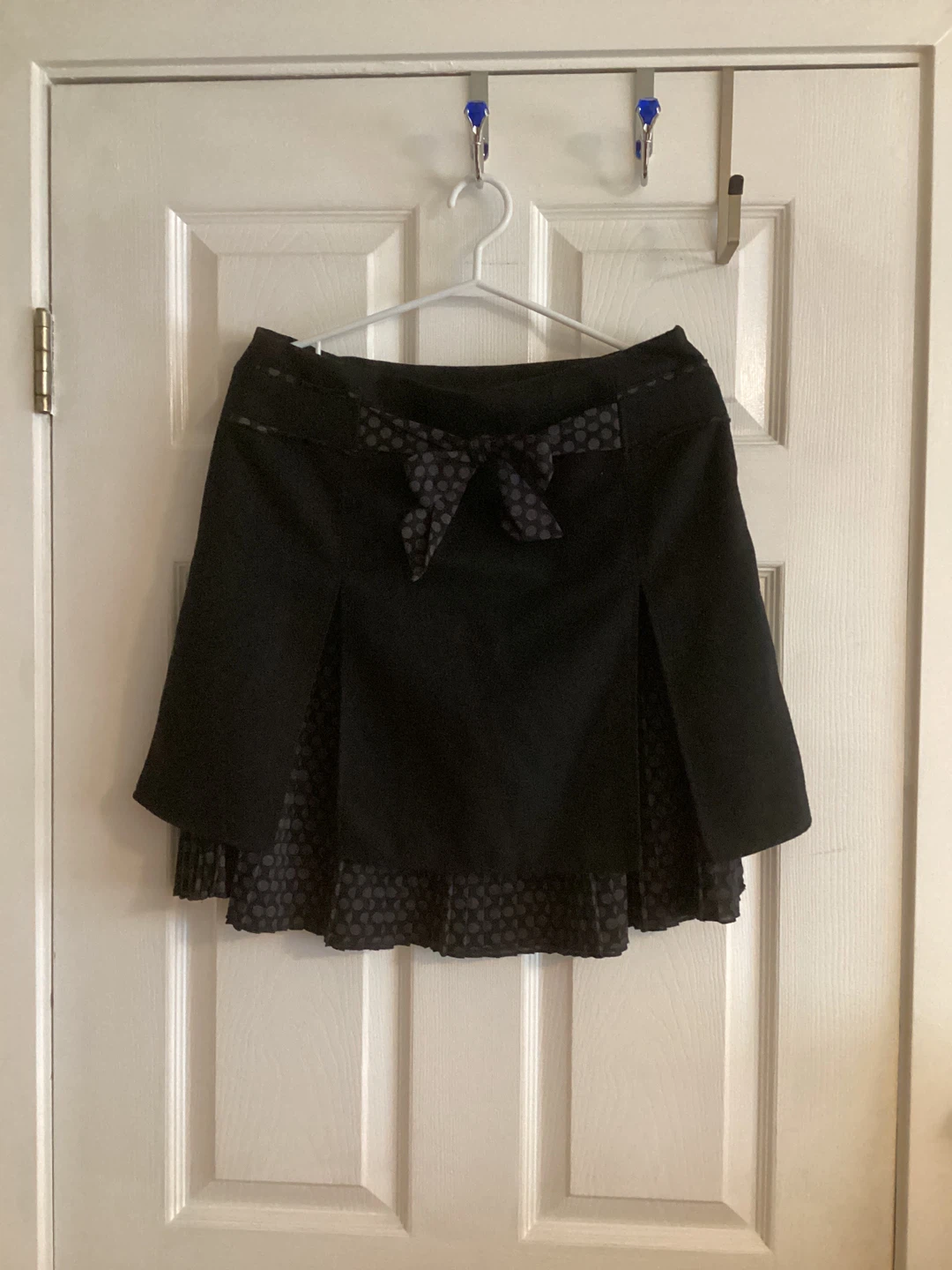 Promod Black Pleated Skirt with Bow Detail