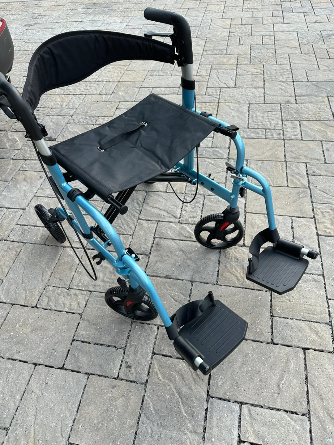 Lightweight Blue Walker with Seat and Footrests