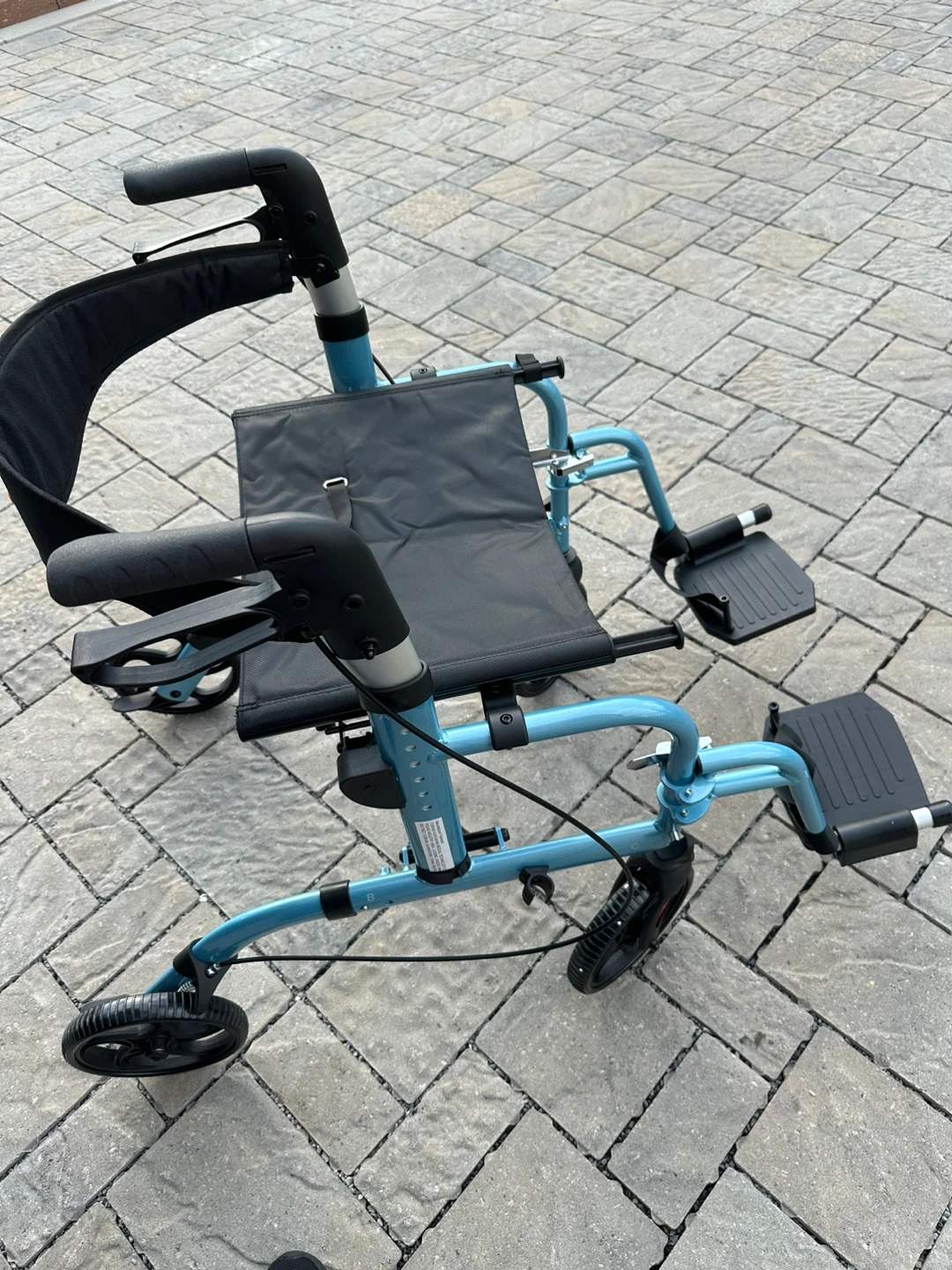 Lightweight Blue Walker with Seat and Footrests - photo 2