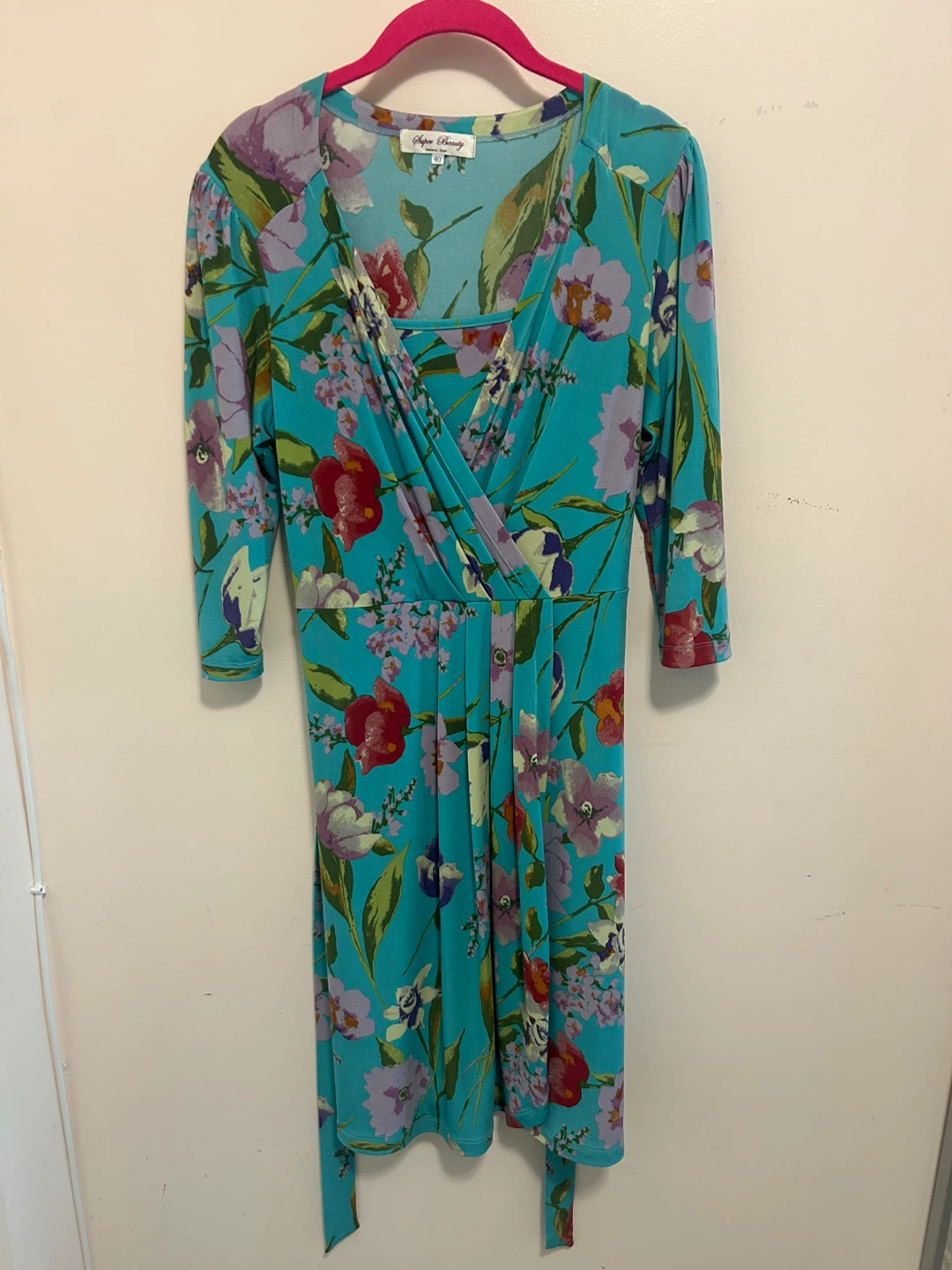 AQUA TURQUOISE FLORAL WRAP DRESS