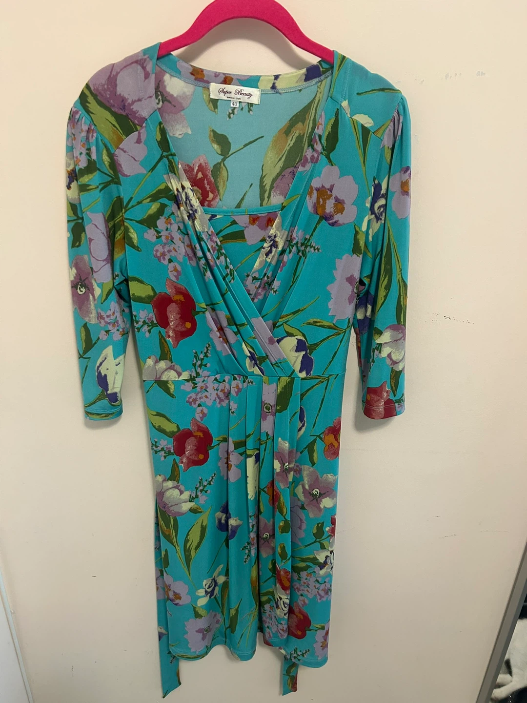 AQUA TURQUOISE FLORAL WRAP DRESS - photo 2