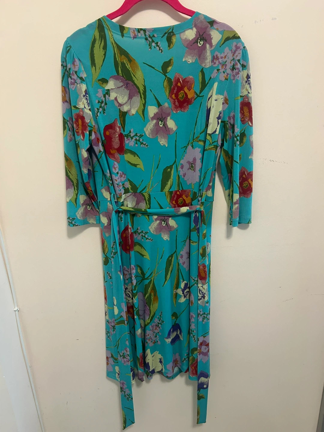AQUA TURQUOISE FLORAL WRAP DRESS - photo 3