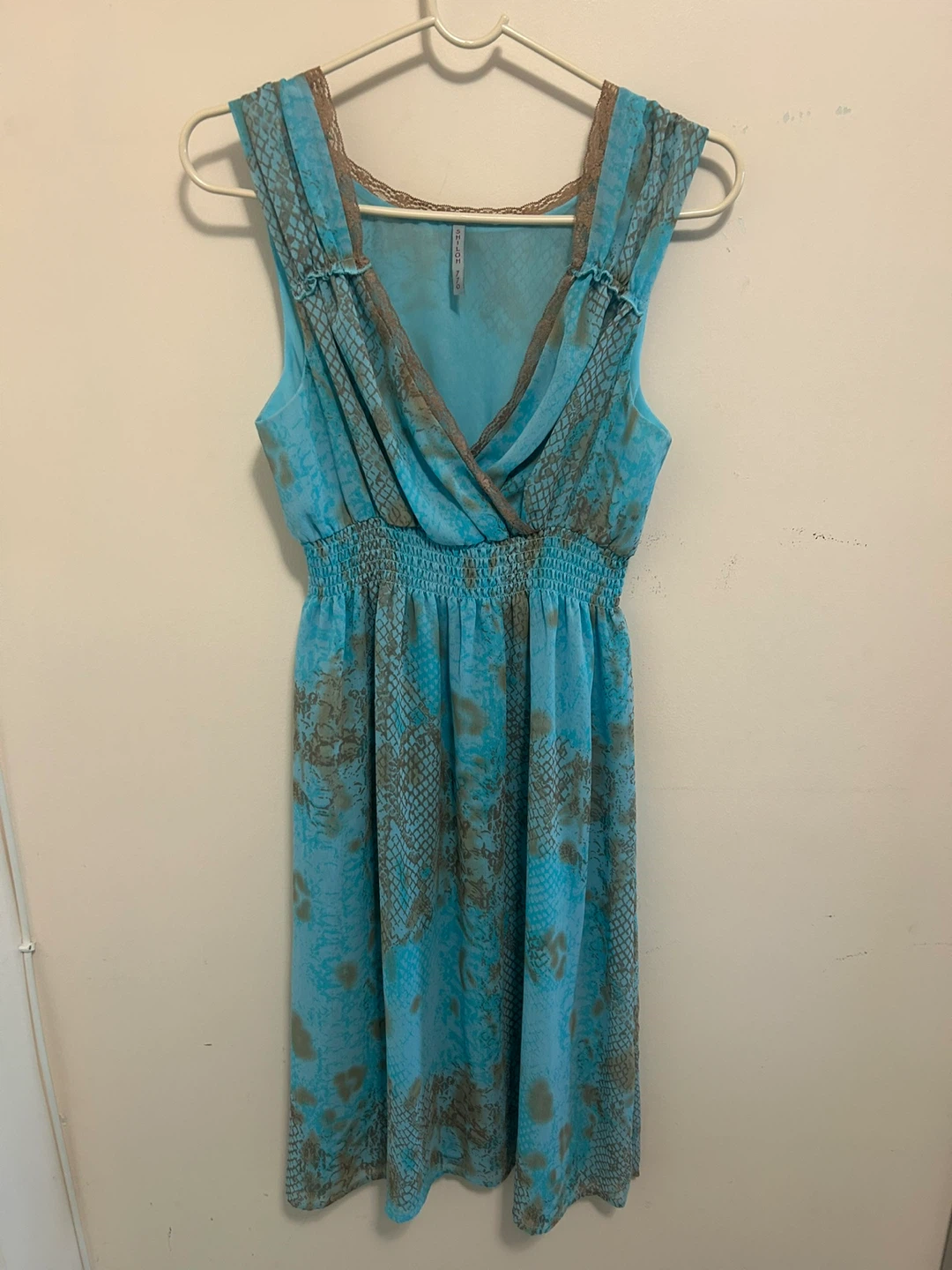 Turquoise and Brown Snake Print Dress