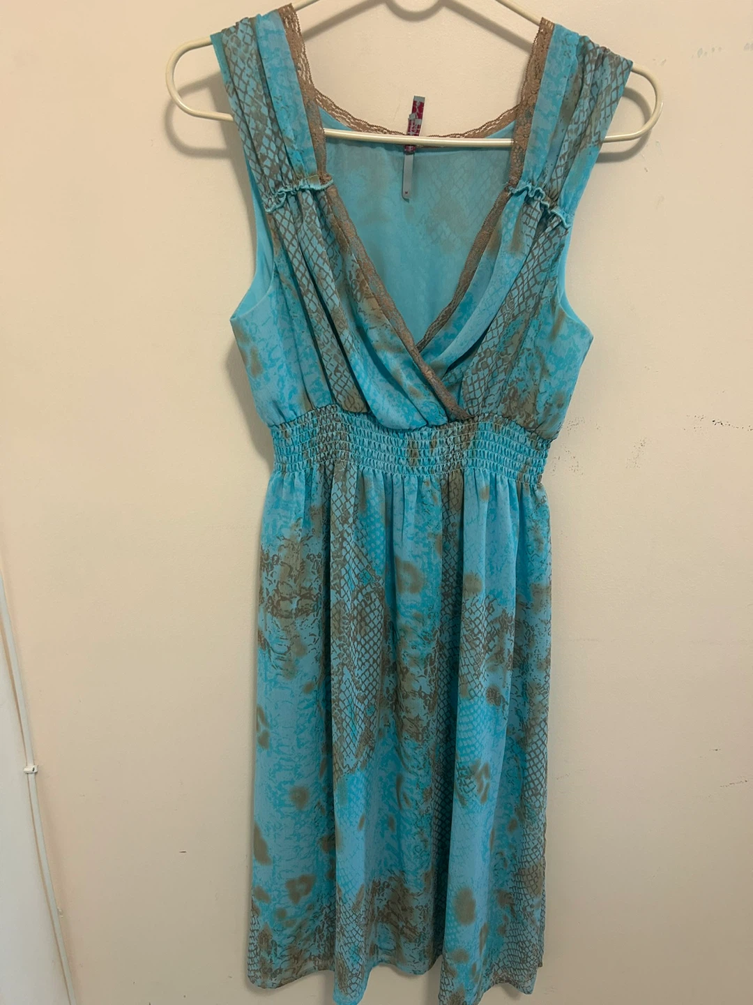 Turquoise and Brown Snake Print Dress - photo 2