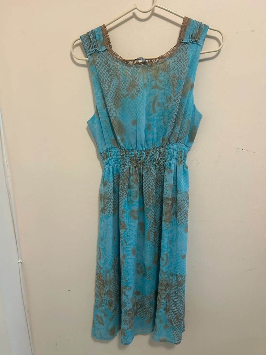 Turquoise and Brown Snake Print Dress - photo 3