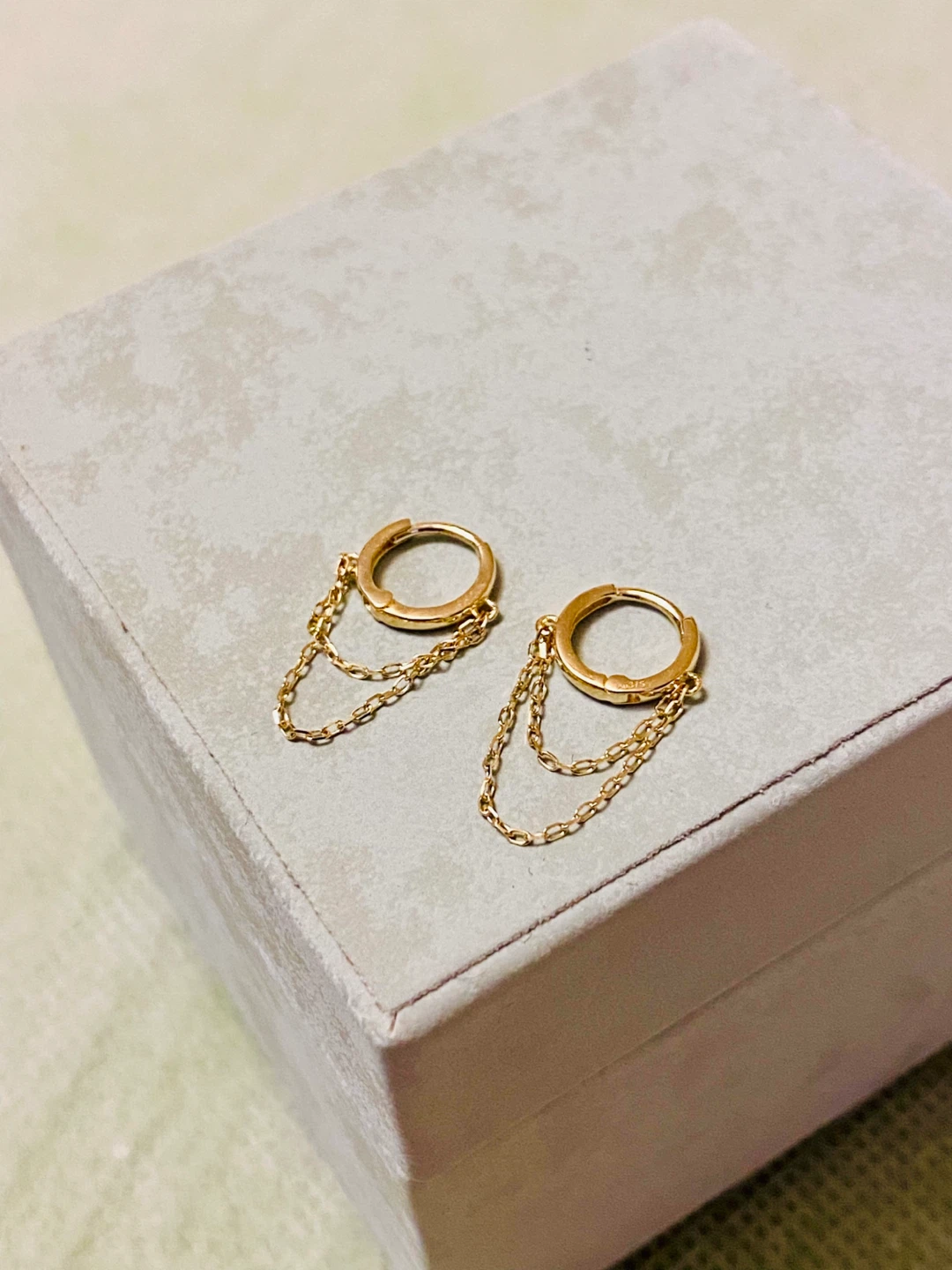 10K Gold Chain Drop Hoop Earrings - photo 2