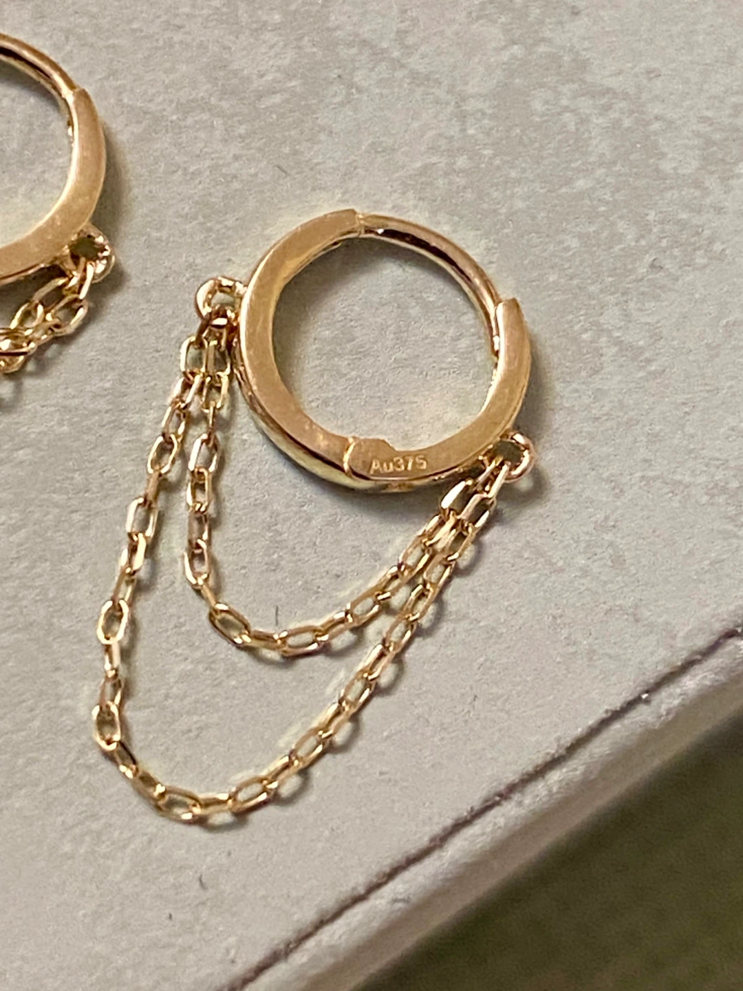 10K Gold Chain Drop Hoop Earrings - photo 3