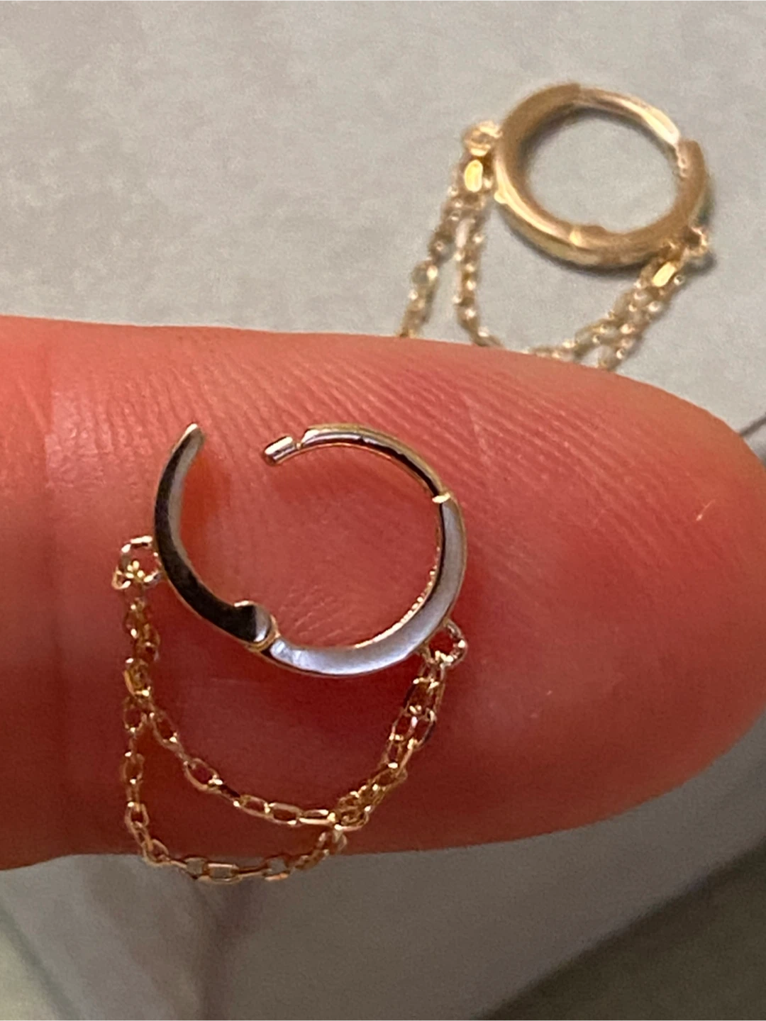 10K Gold Chain Drop Hoop Earrings - photo 4