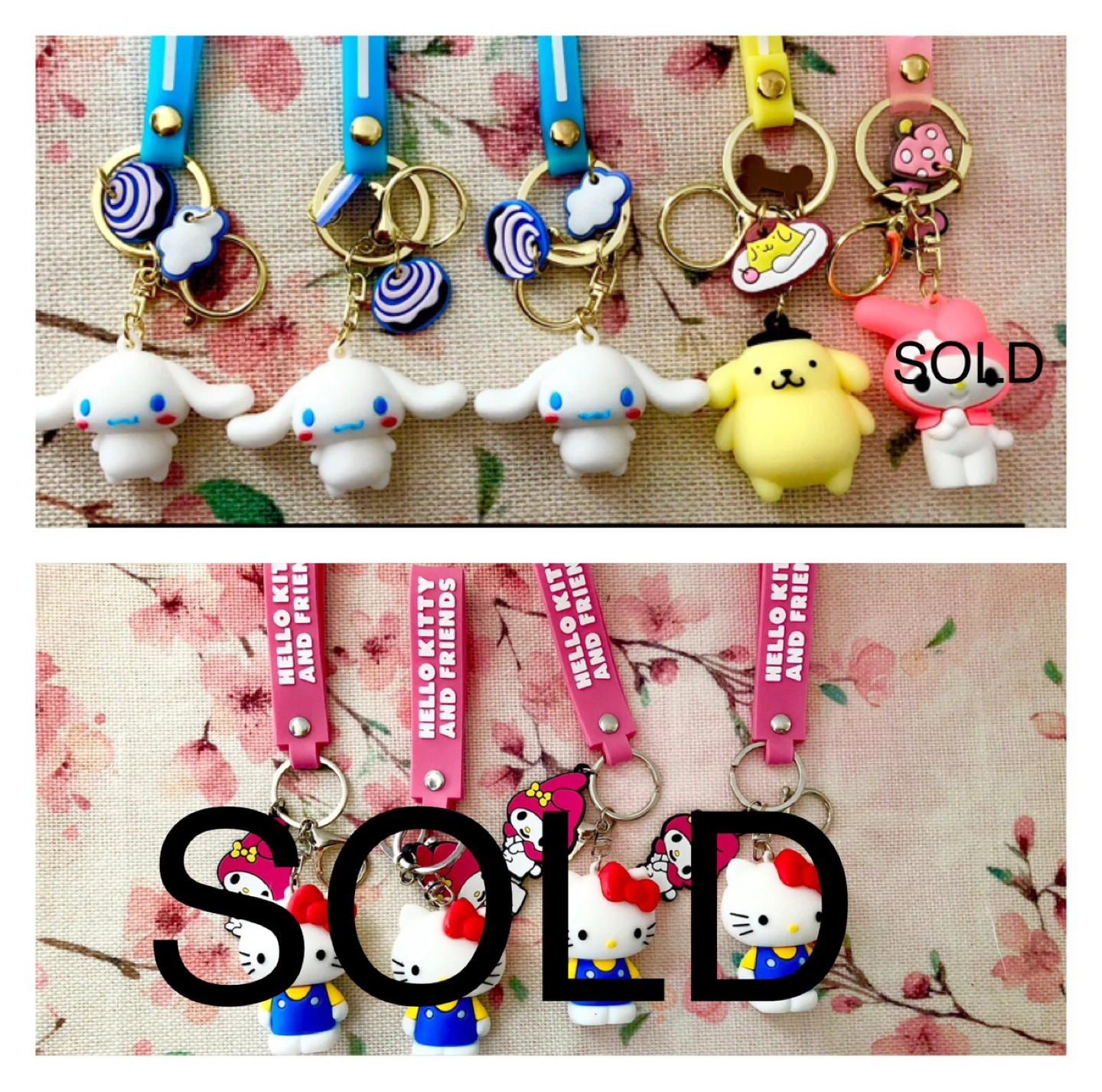 (Hello Kitty, Cinnamoroll, My Melody, Pompompurin)