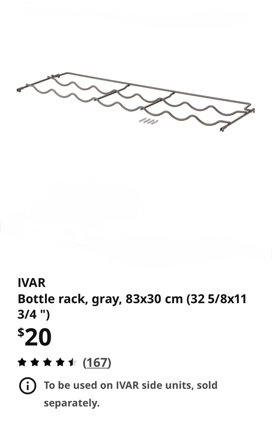 IKEA IVAR Bottle Rack – gray IVAR bottle shelf