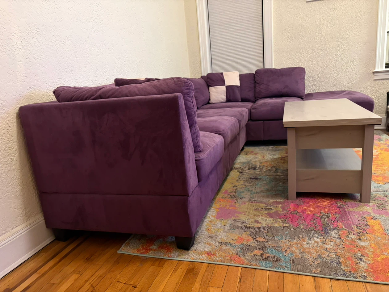 Large Purple L-Sectional Sofa - photo 2