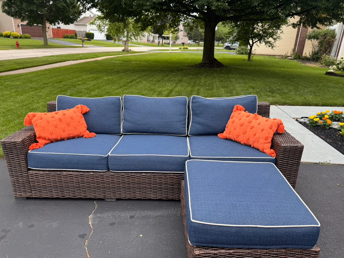 Wicker Patio Sectional Sofa with Ottoman - photo 2