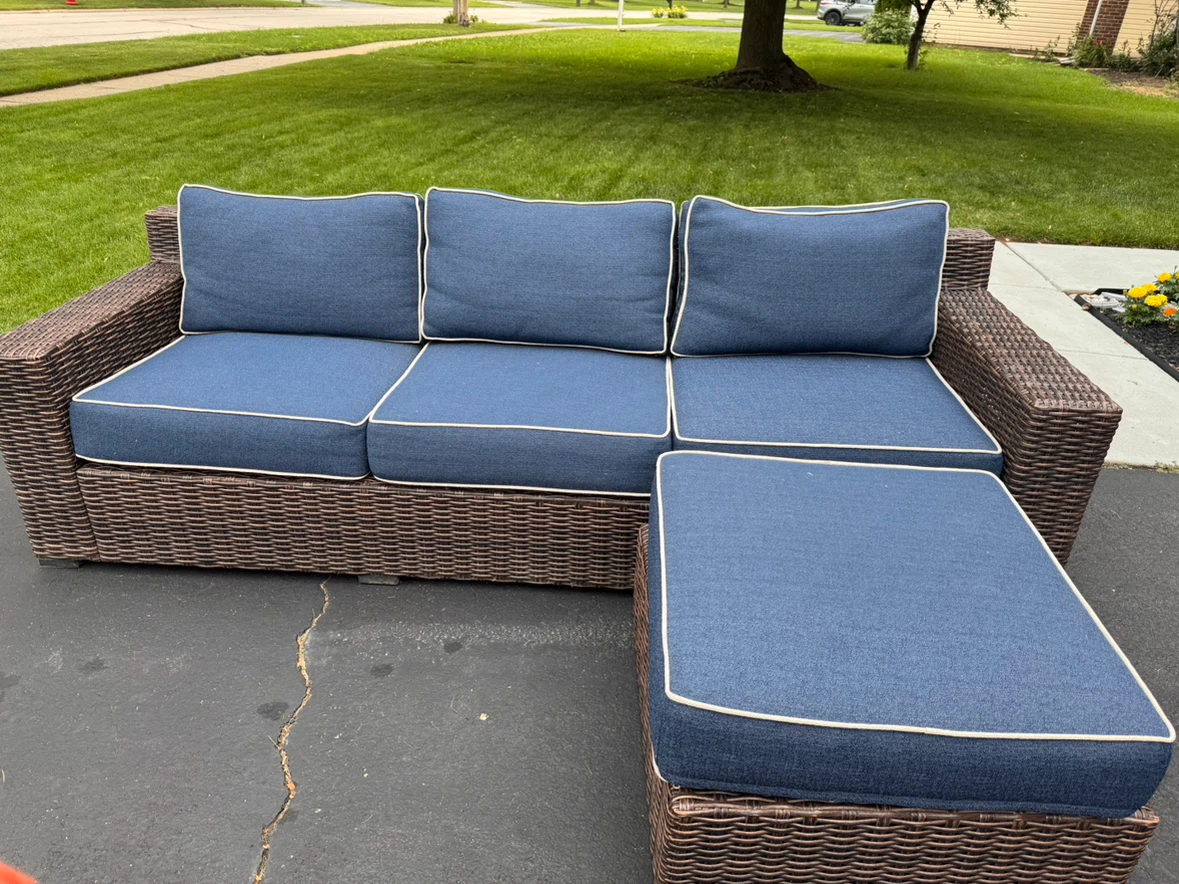 Wicker Patio Sectional Sofa with Ottoman - photo 3