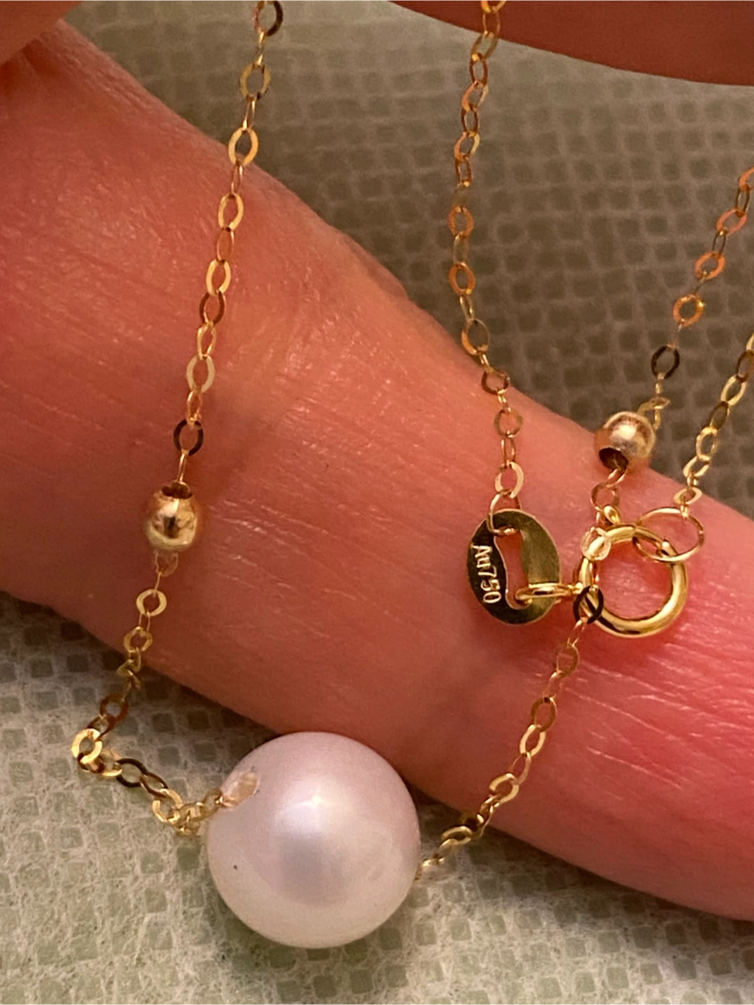18K (750) Gold Necklace with Pearl - photo 3