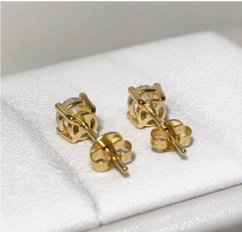 Gold Moissanite Stud Earrings - photo 2