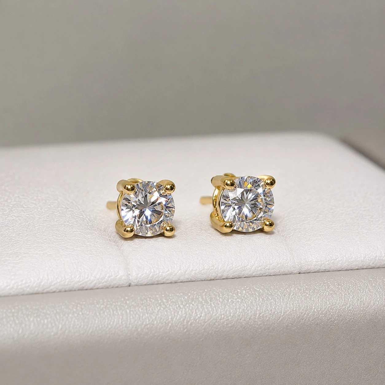 Gold Moissanite Stud Earrings