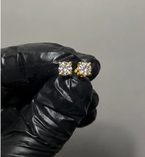 Gold Moissanite Stud Earrings - photo 3