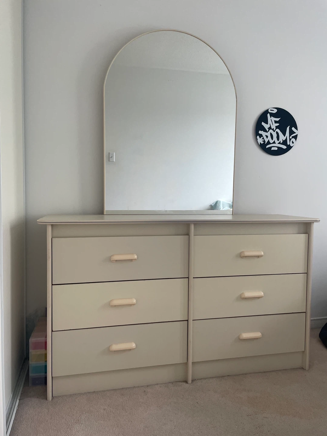 2-Piece Cream Dresser Set – Tall Chest + Dresser with Mirror