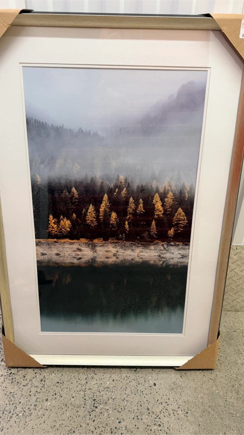 Framed Wall Art - Misty Forest Scene - photo 2