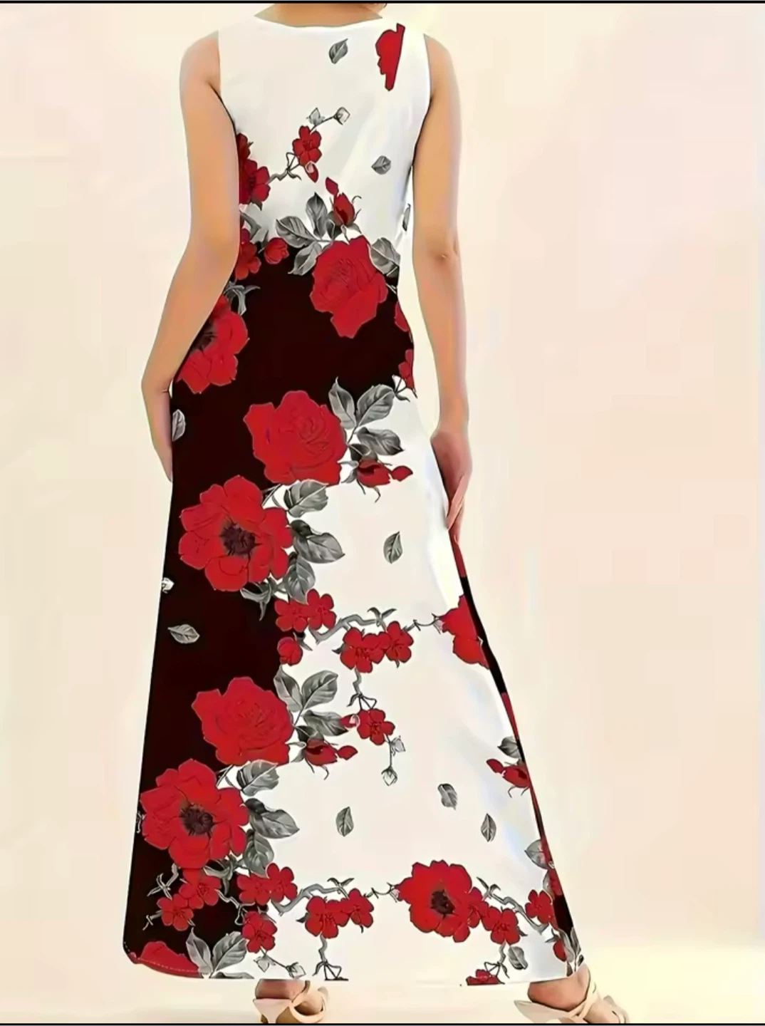 Sleeveless Maxi Dress with Red Floral Print Brand New - photo 2