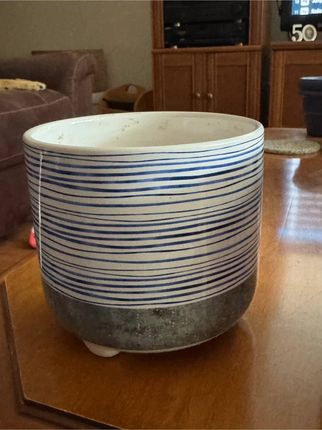 Set of 3 Blue and White Ceramic Planter Pots - photo 2