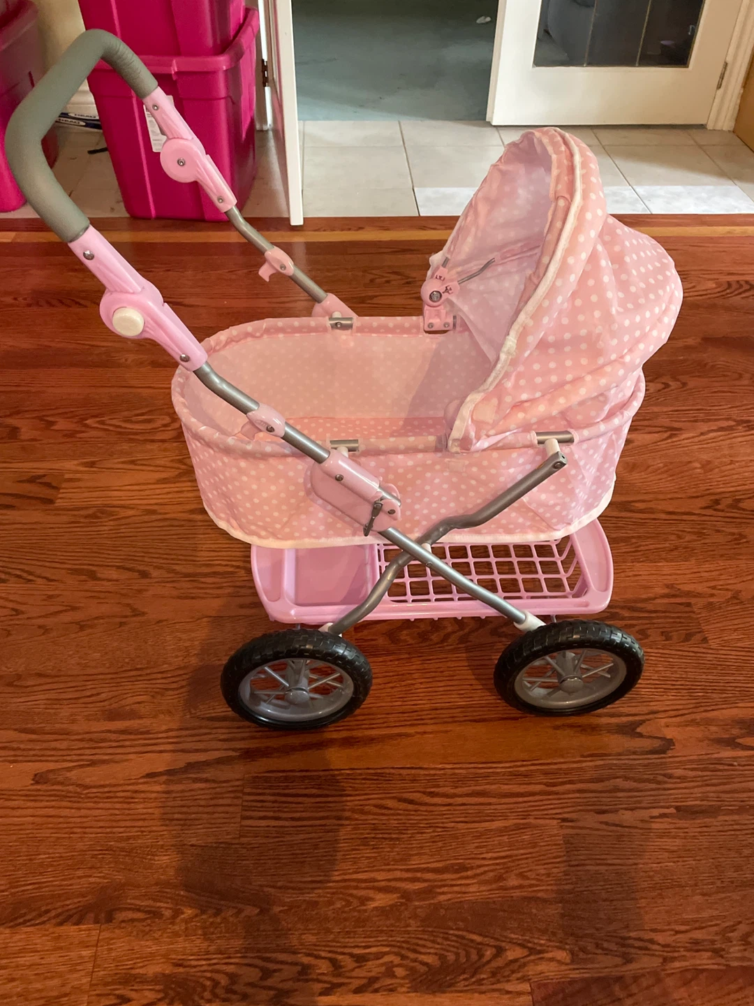 Pottery Barns Pink Polka Dot Doll Stroller - photo 2