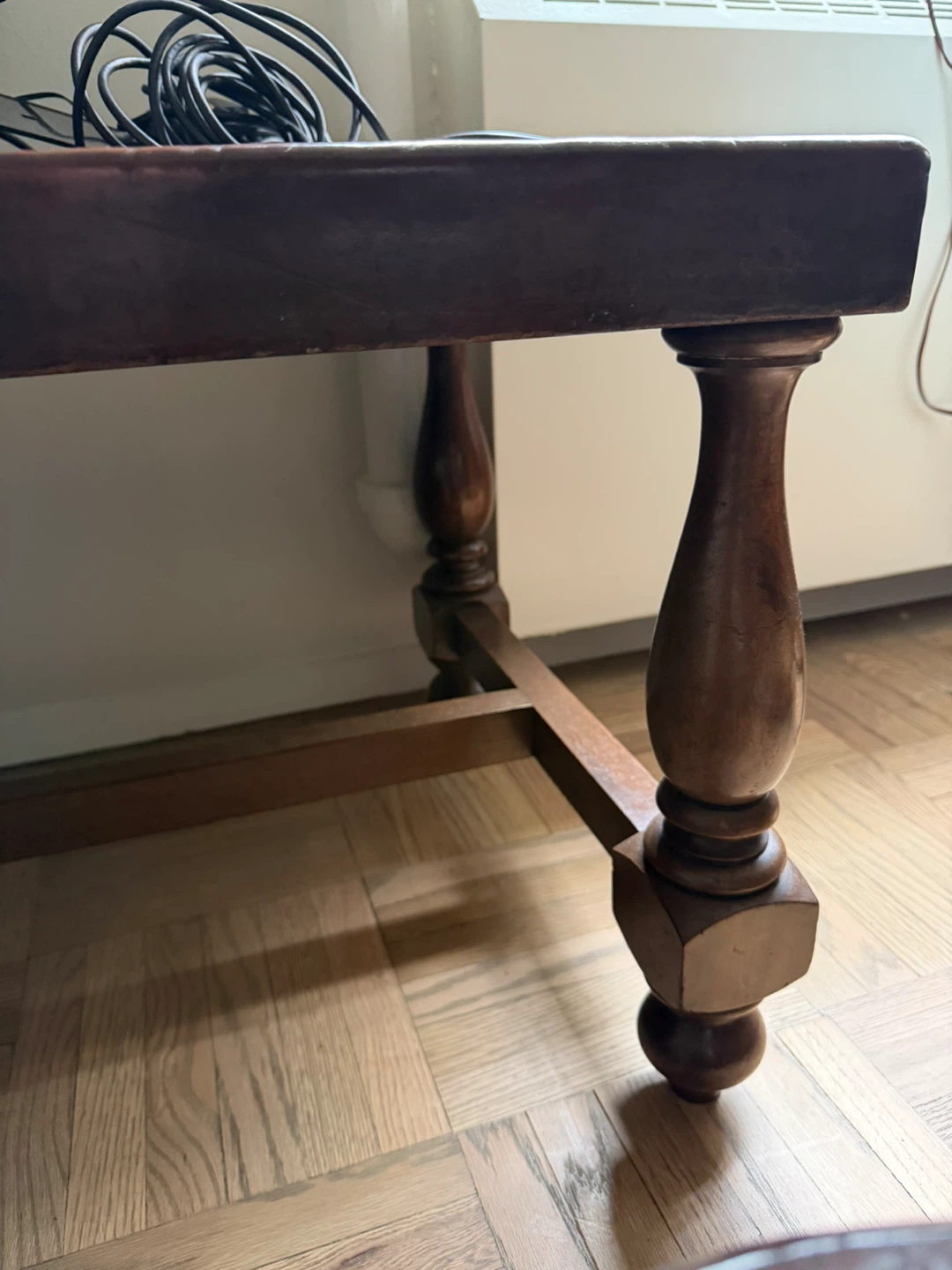 Peruvian 1960’s Vintage Leather Top Coffee Table or Bench - photo 2
