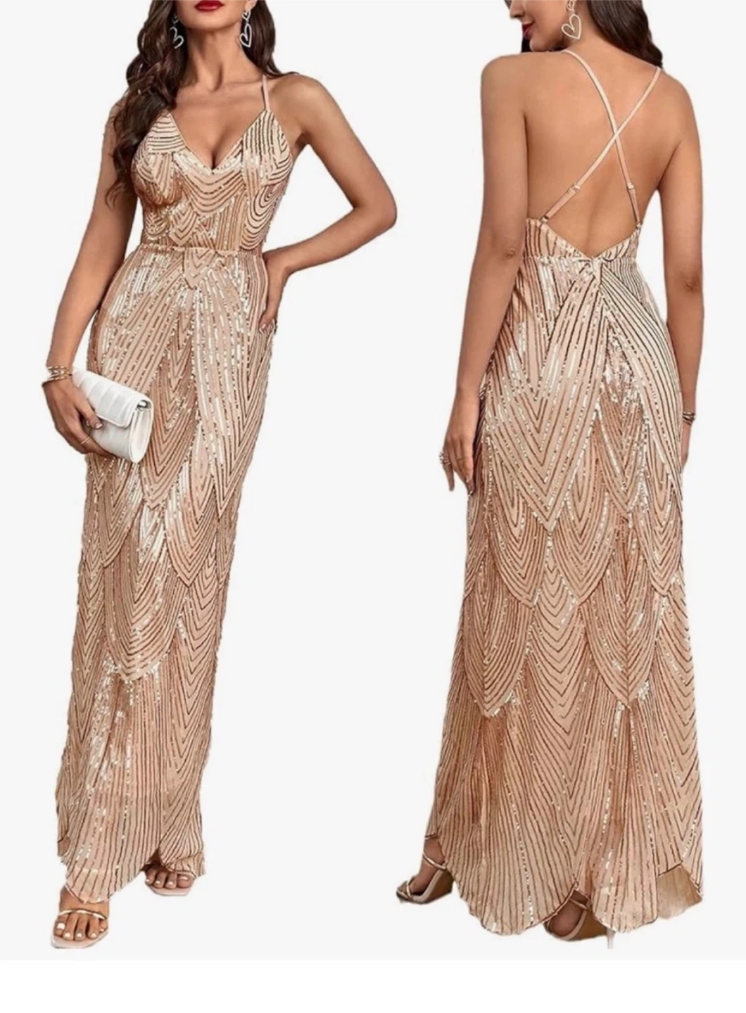 Sparkly Gold Sequin Maxi Dress