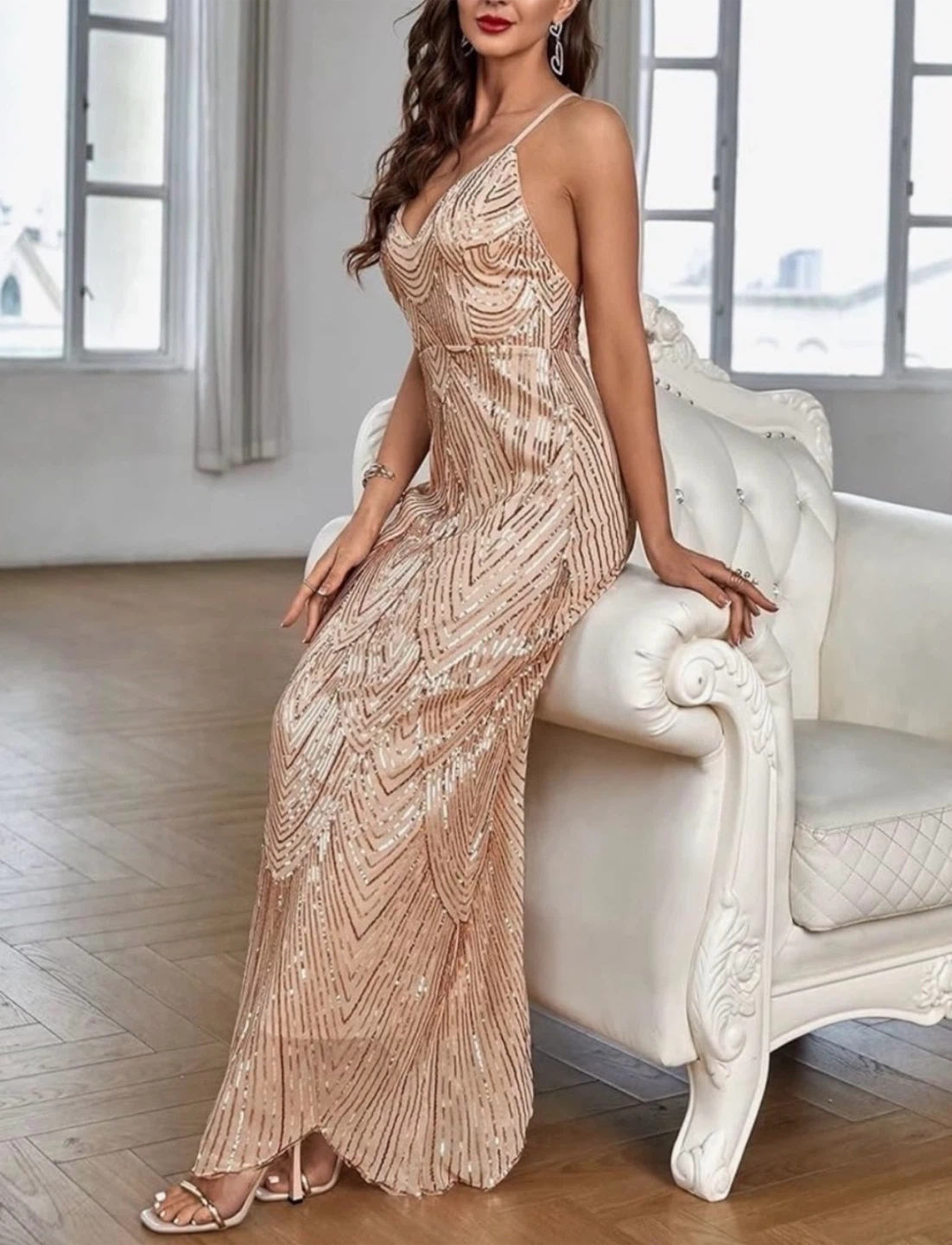 Sparkly Gold Sequin Maxi Dress - photo 2