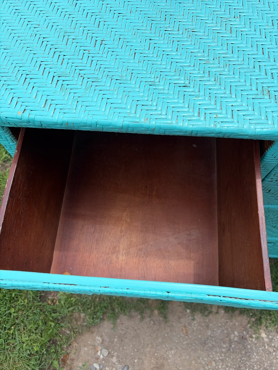 Turquoise Wicker Dresser with 6 Drawers - photo 2