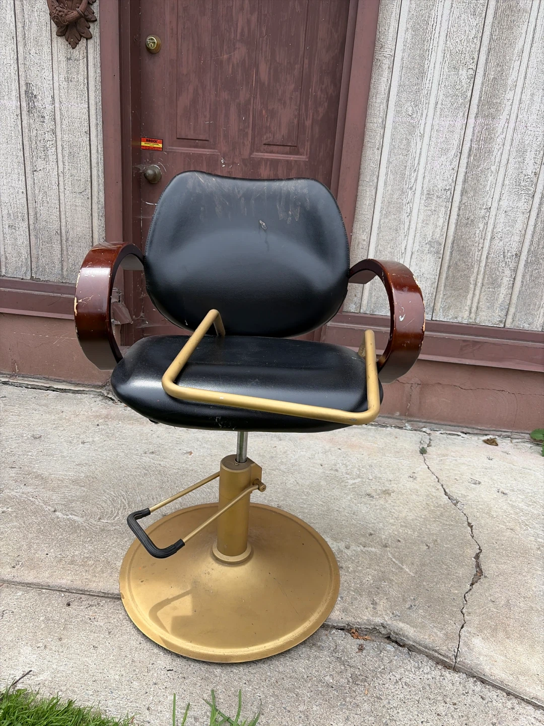 Black Salon Styling Chair with Gold Base