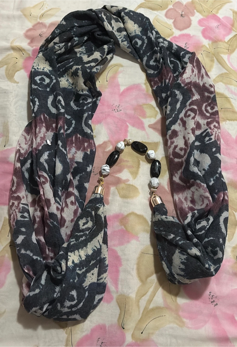 Infinity Scarf with Beaded Tassel Accents - photo 2