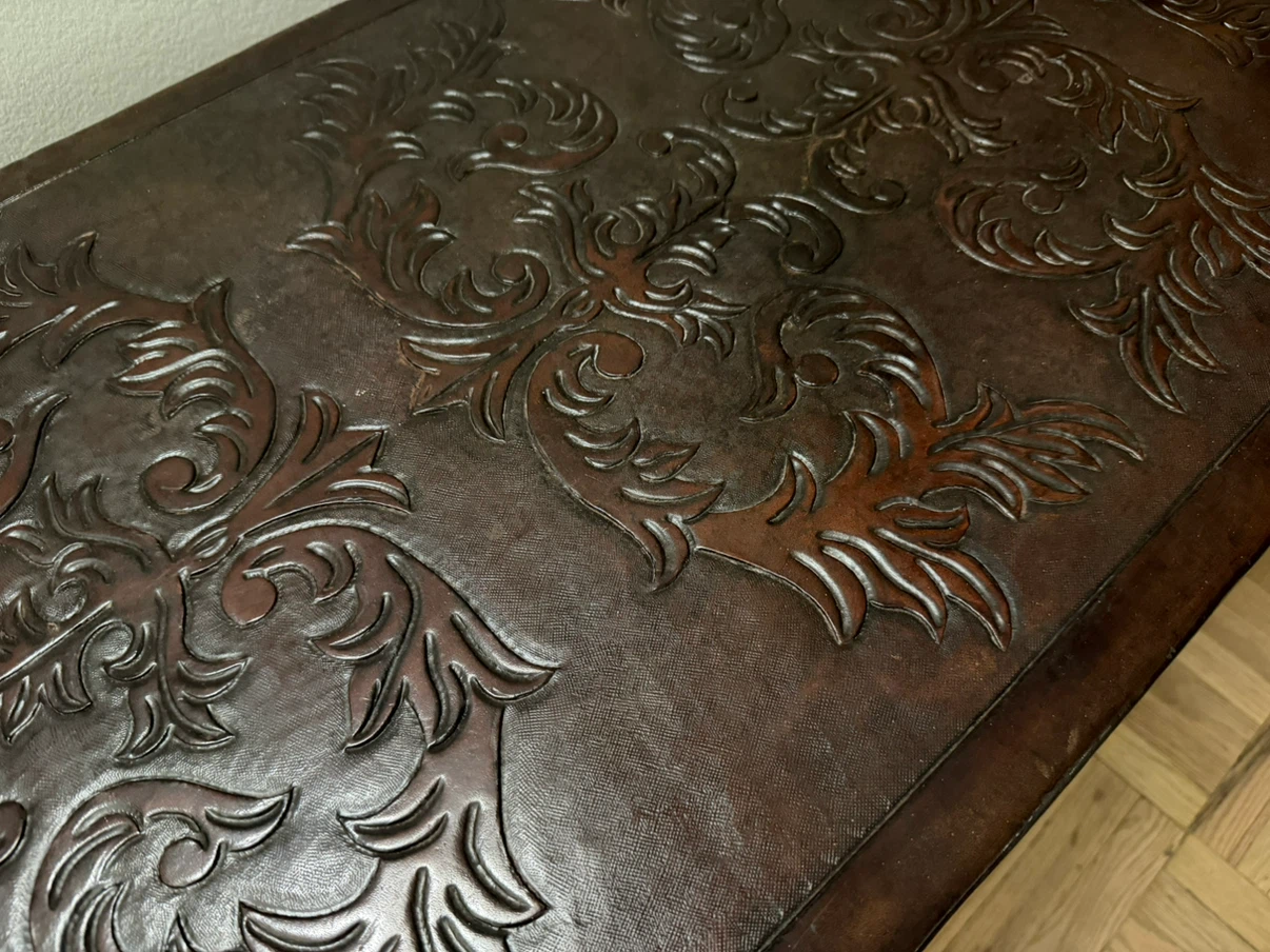 Unique Vintage Peruvian Leather Table or Bench or TV stand - photo 4