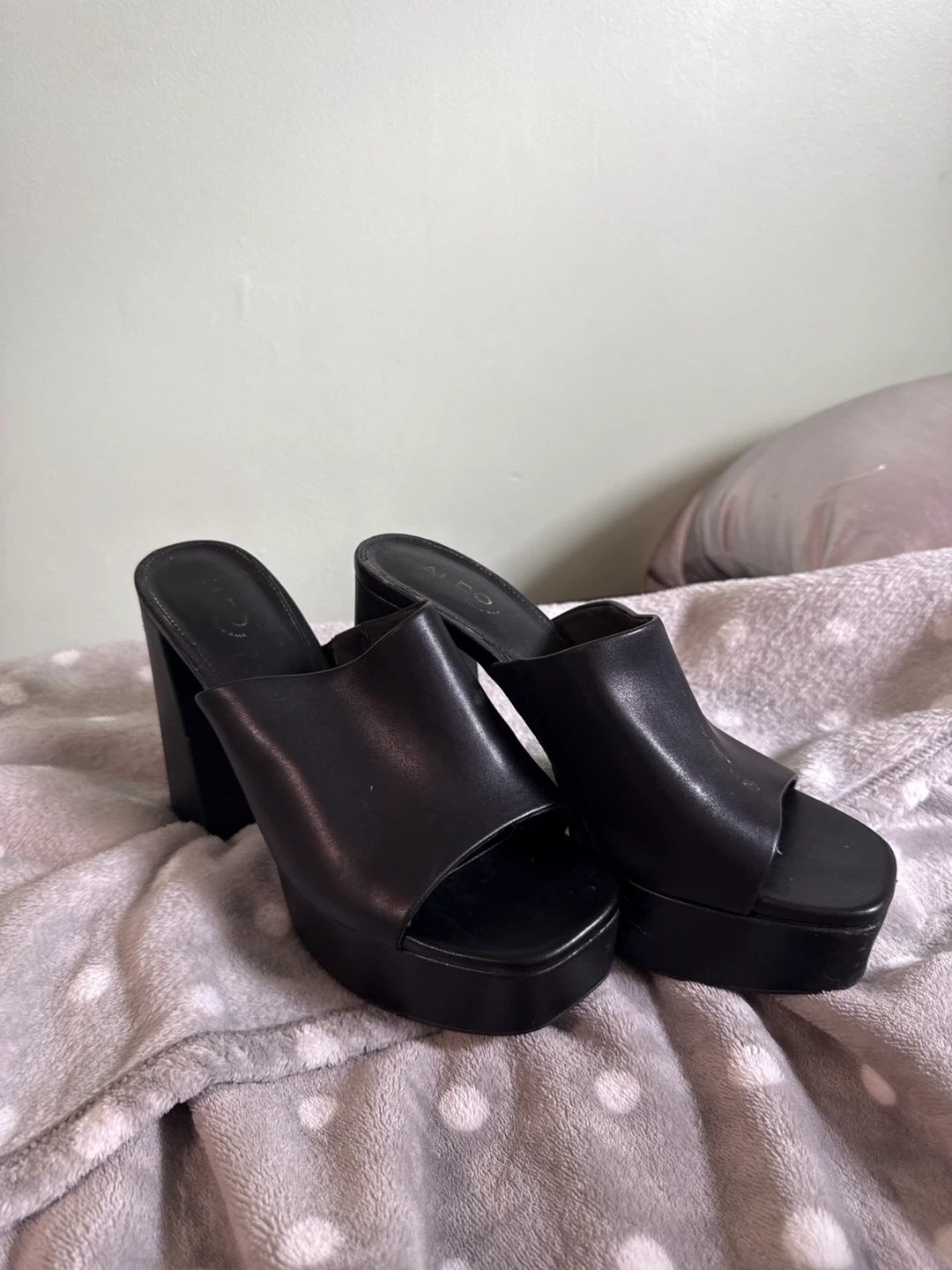 ALDO Black Platform Mules