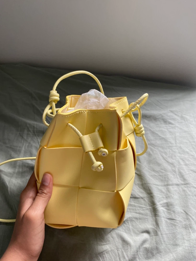Yellow Woven Bucket Bag