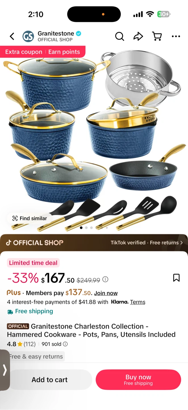 Granitestone Charleston Collection Hammered Cookware Set