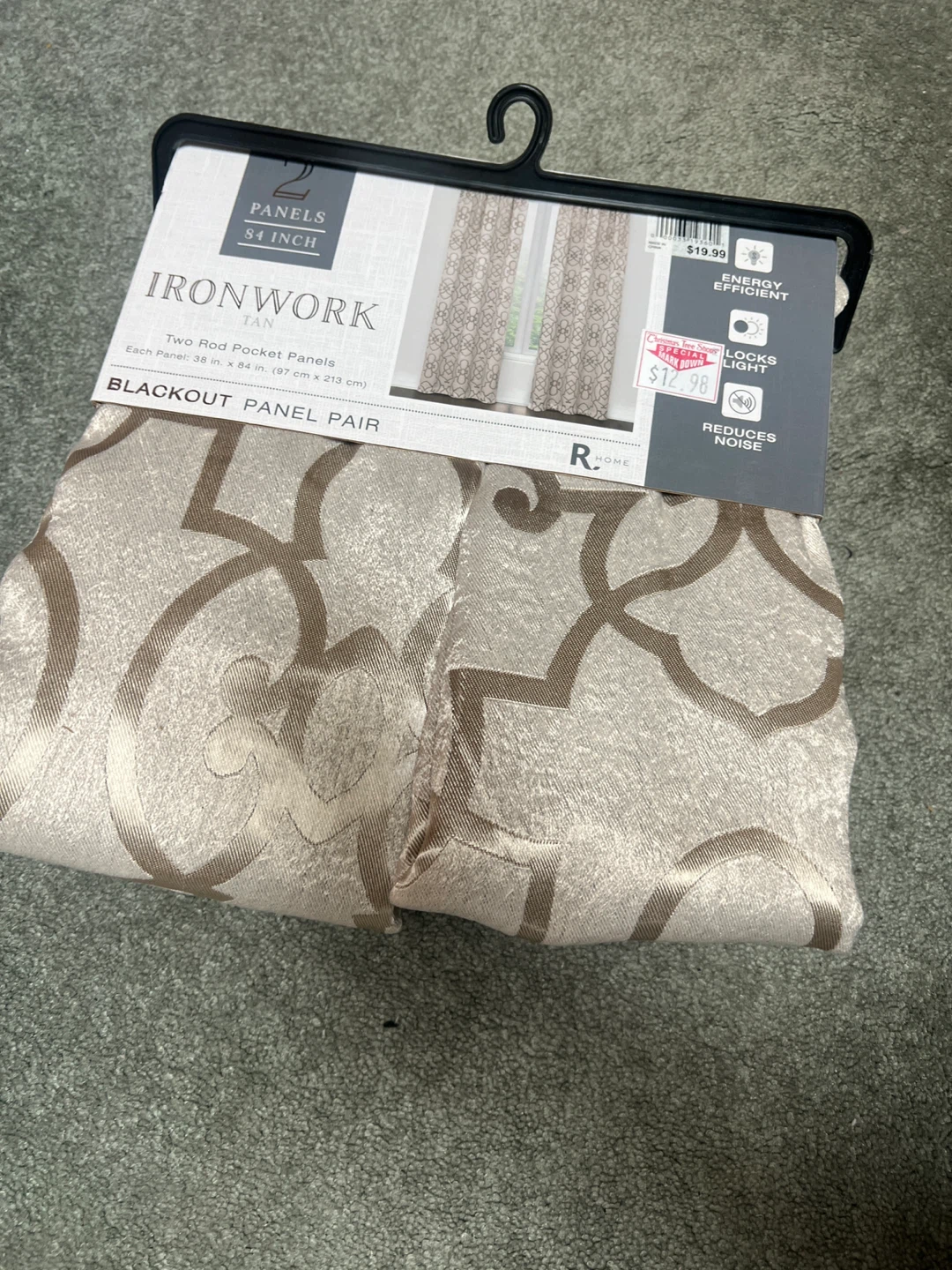 R.HOME Ironwork Tan Blackout Panel Pair Curtains - 84 Inch