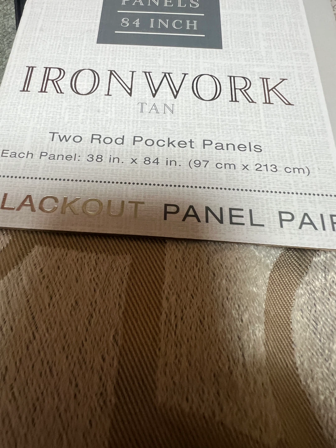R.HOME Ironwork Tan Blackout Panel Pair Curtains - 84 Inch - photo 3