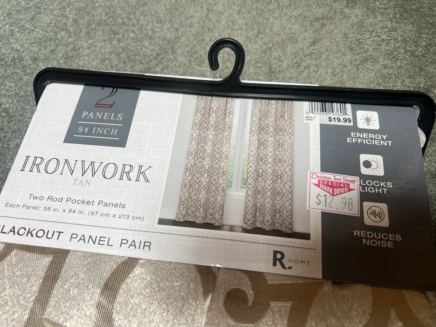 R.HOME Ironwork Tan Blackout Panel Pair Curtains - 84 Inch - photo 2