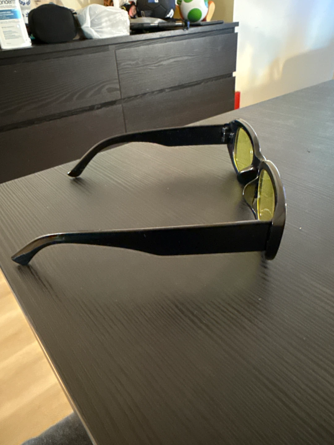 Black Rectangular Sunglasses with Yellow Lenses - photo 3