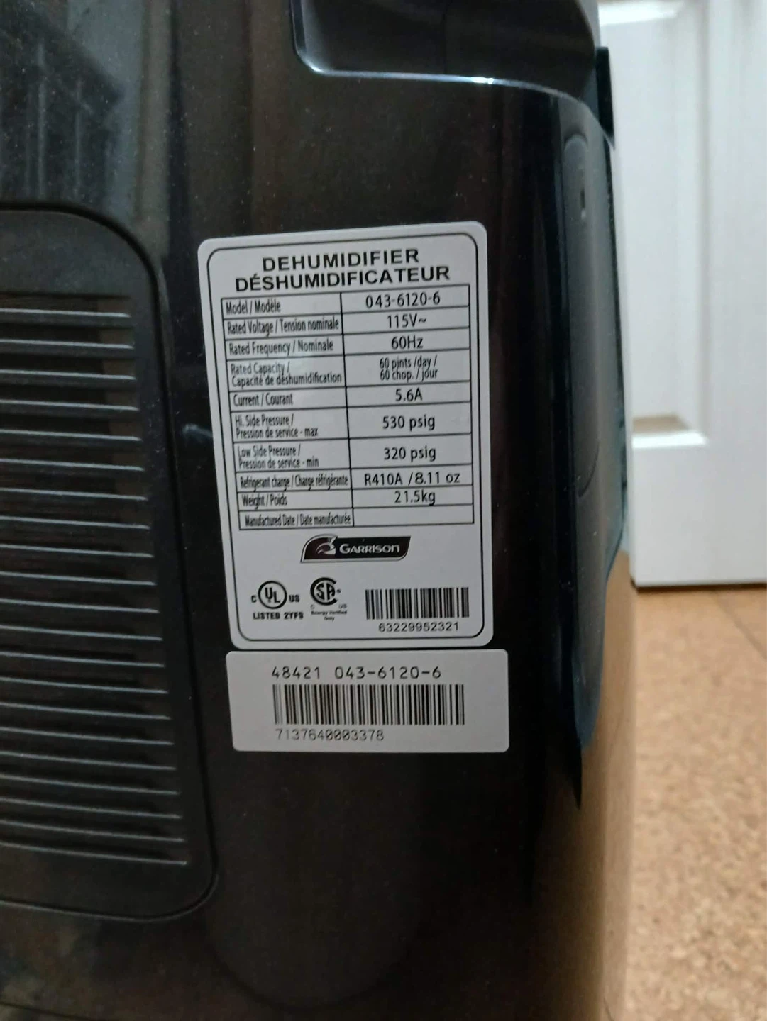 Garrison Dehumidifier 043-6120-6 - photo 2