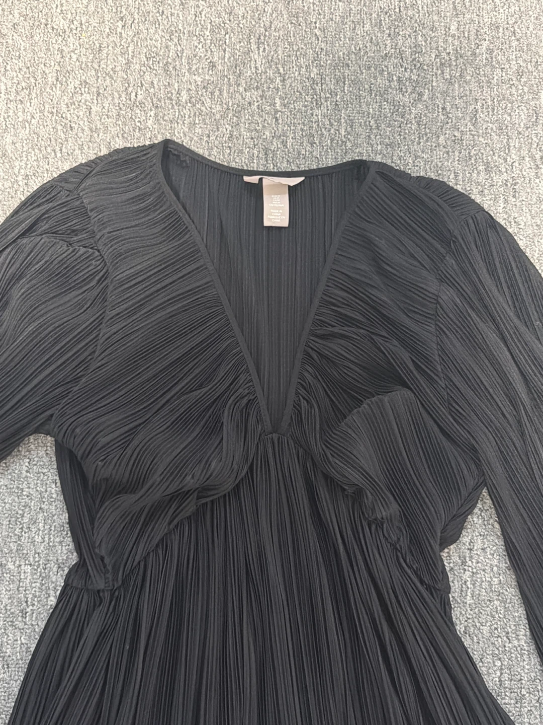 Black Pleated V-Neck Dress - photo 2