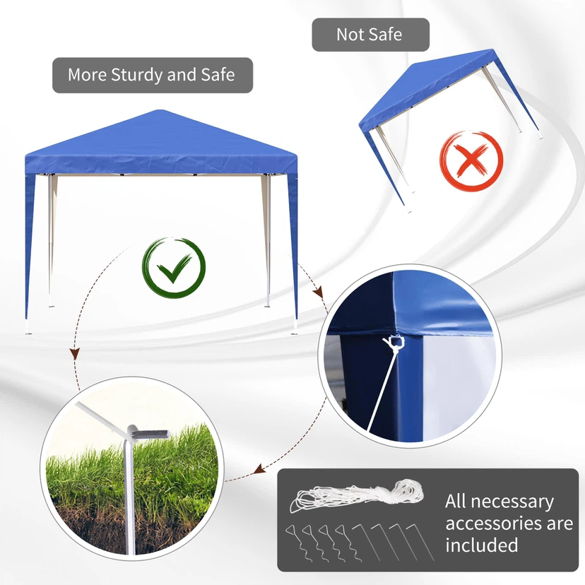 Outsunny 10 x 10ft Folding Pop Up Canopy Tent Outdoor Gazebo - photo 4