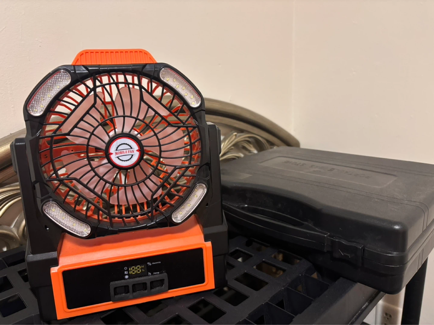 Portable Mobile Fan with LED Lights and portable stove