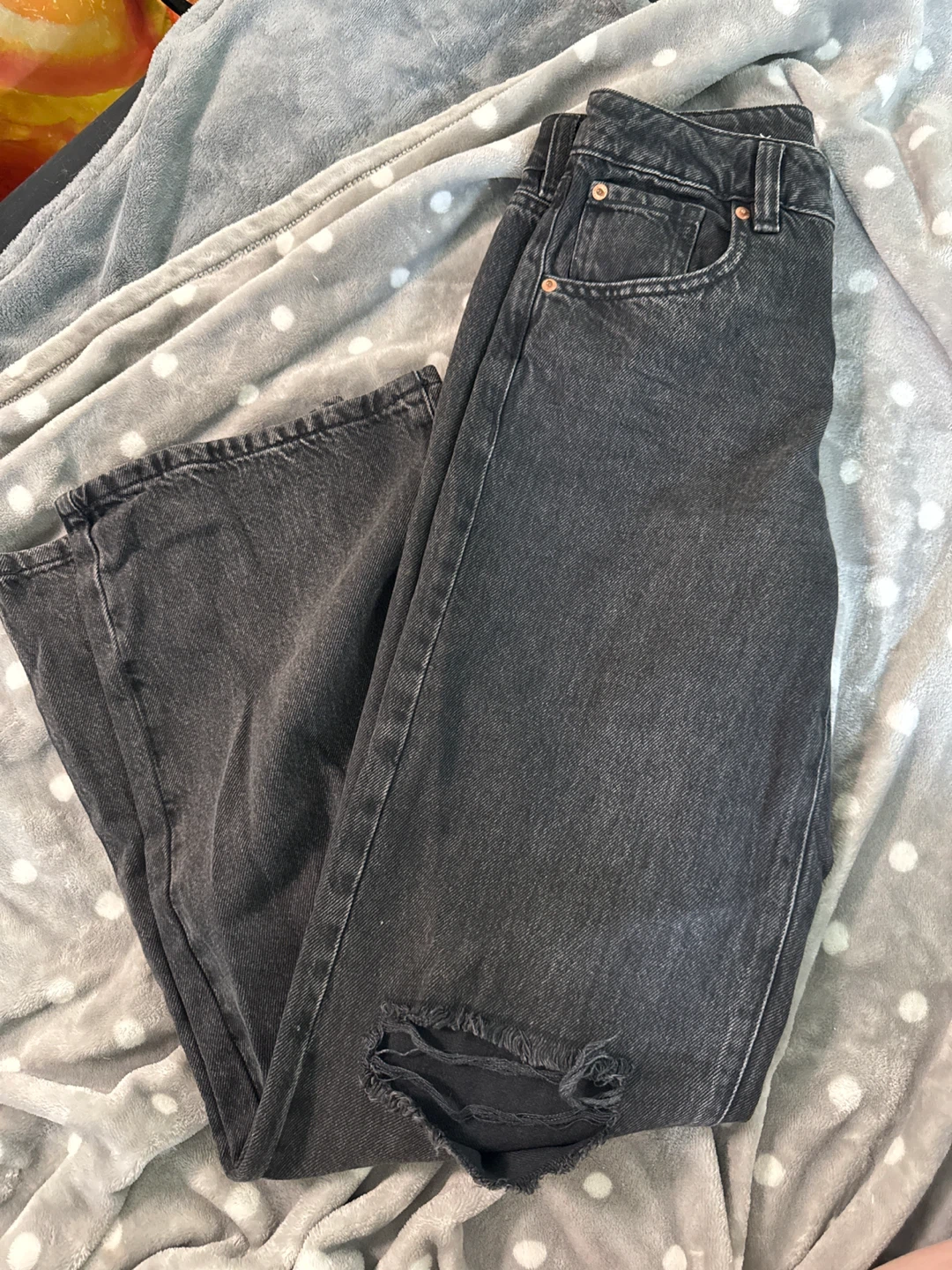 Garage Charcoal Grey Ripped Jeans